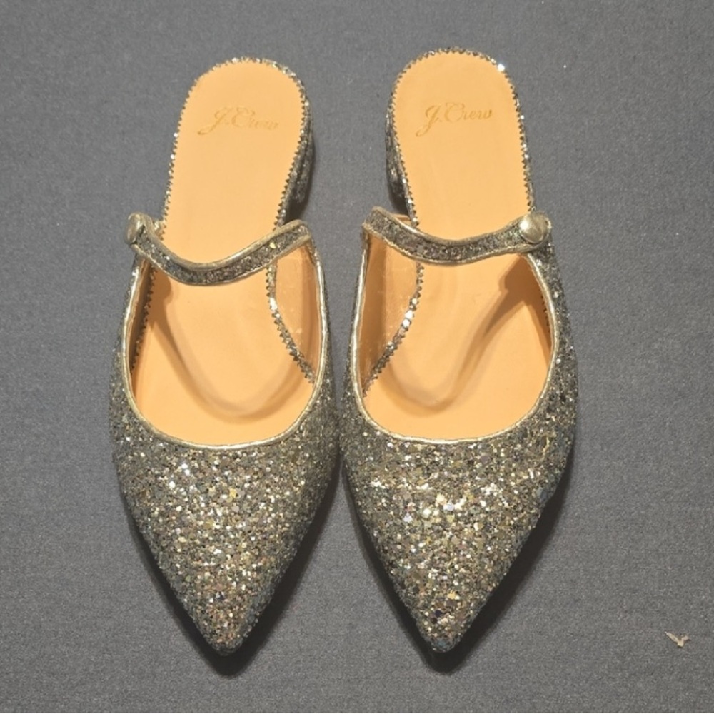 J. Crew Gwen Mary Jane slip-on glitter mules NEVER WORN! size 8